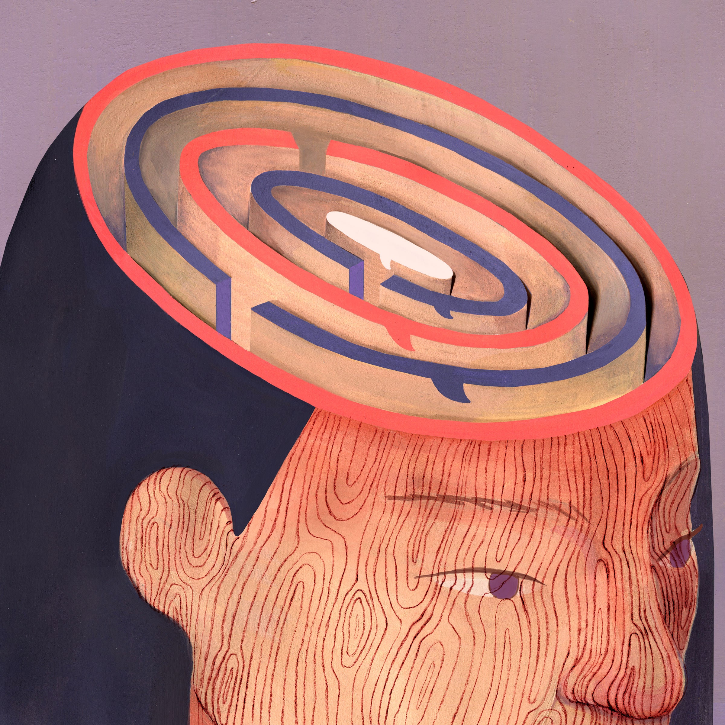 Ilustração da cabeça de uma pessoa com um labirinto