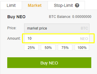 Instruções para escolher o número de moedas neo em Coinbase