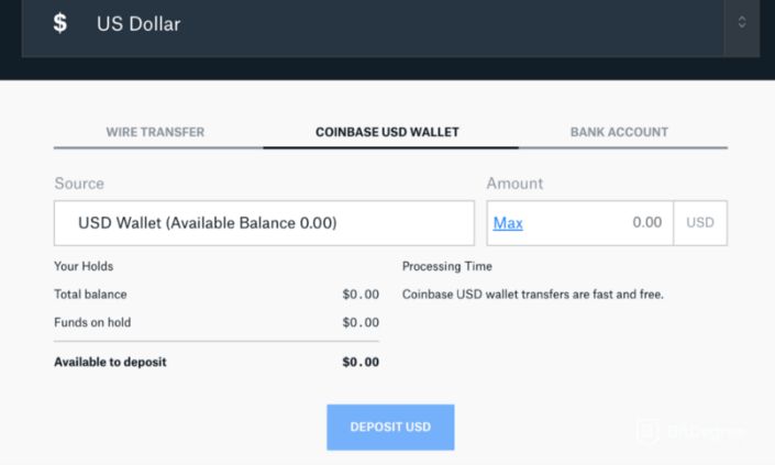 Como transferir de Coinbase para GDAX: saldo em USD.