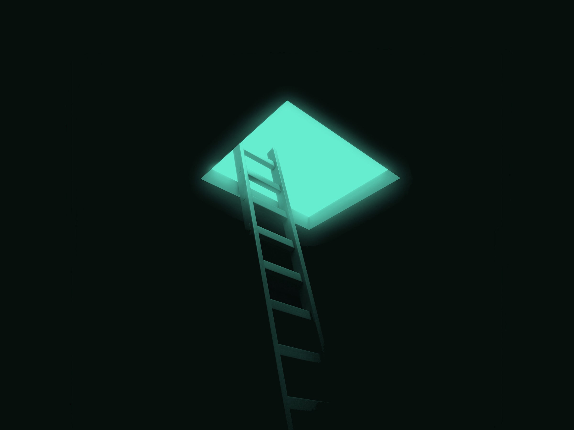 Fuja da escuridão usando uma escada