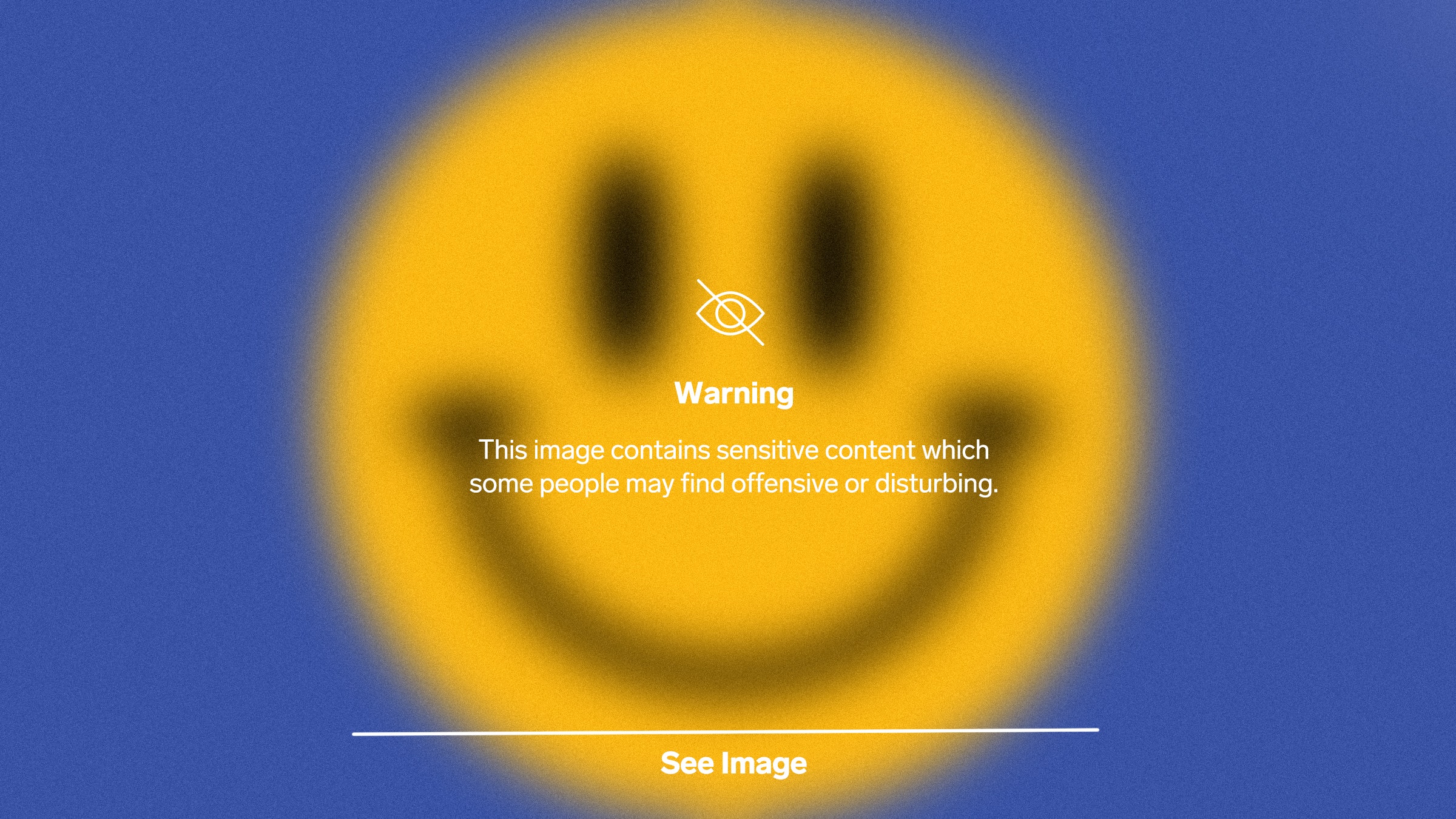 Ilustração do emoticon com um aviso sobre o conteúdo sensível no Instagram imposto a ele