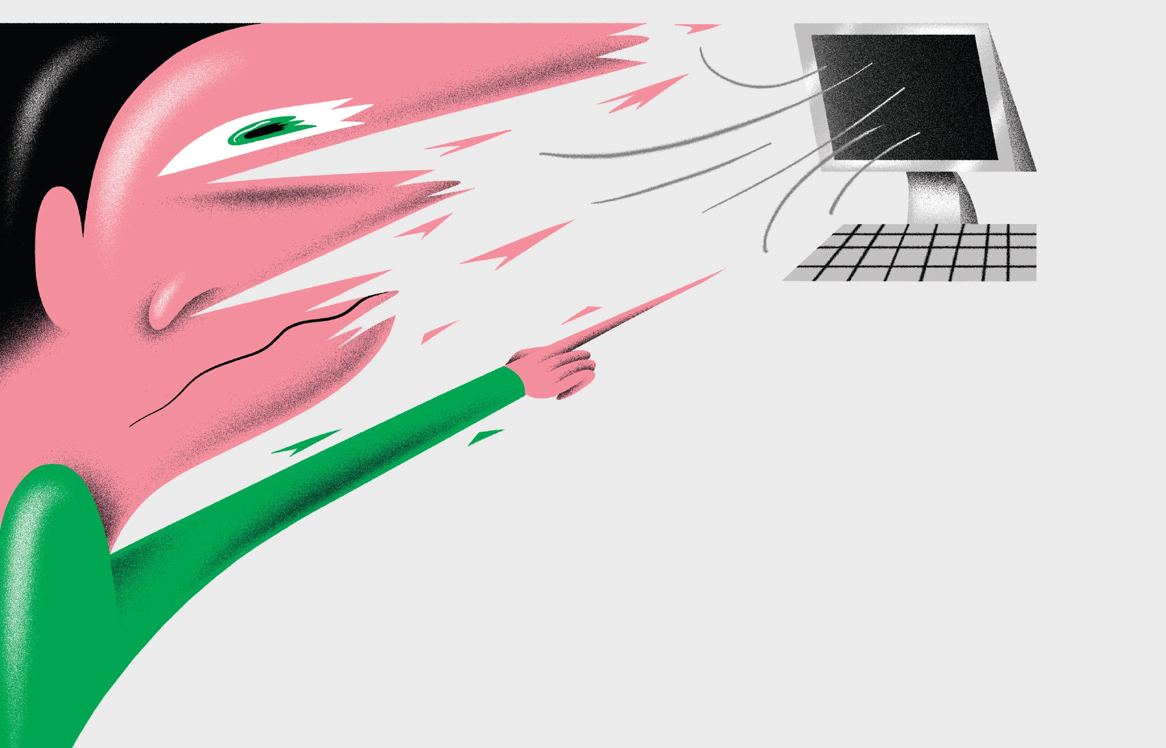 Ilustração de uma pessoa que suga um computador