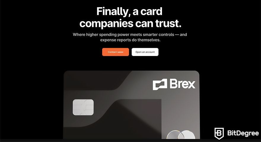 O melhor cartão de crédito de criptomoeda: a página principal do cartão de crédito do Brex.