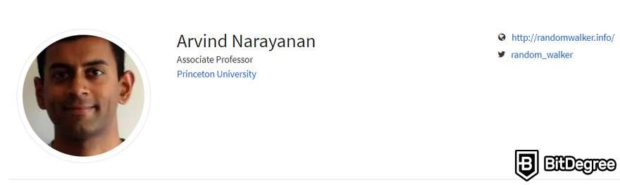 O melhor curso sobre Cryptototrading: o professor Arvind Narayan em Couursera.