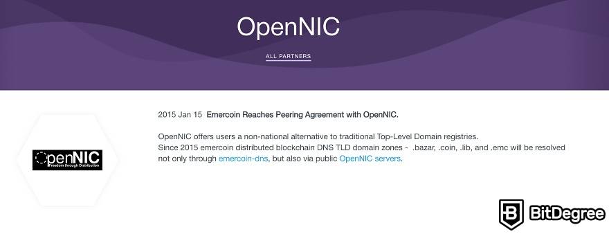 Domínio Coin: Parceria OpenNIC e Emercoin.