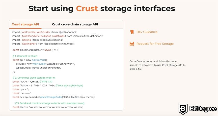 Revisão da rede Crust: Interfaces de armazenamento Crust.