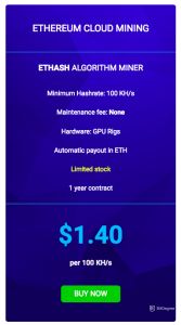 Ethereum Cloud Mining - Preços para Ethash