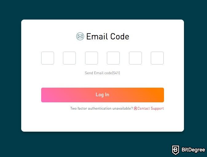 Revisão da troca Gate. io: código de email.