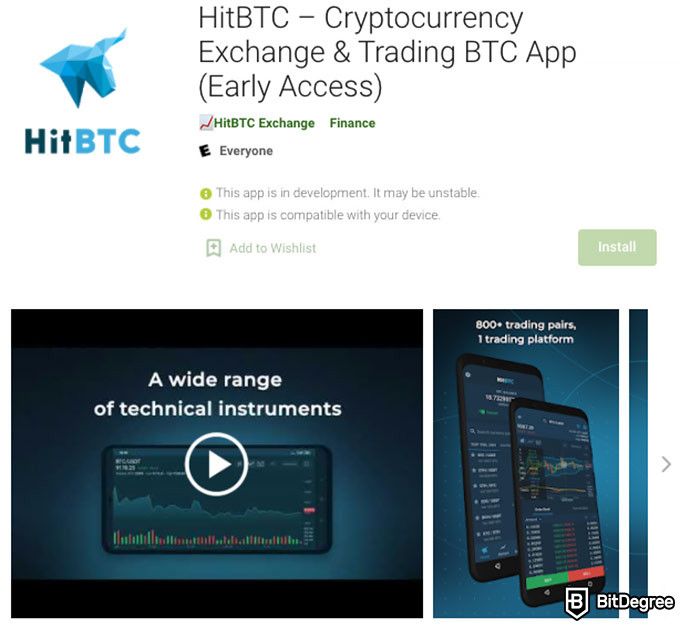 Revisão do HITBTC: Aplicativo Mobile HitBTC.< Pan> Todos os comerciantes ficarão felizes em descobrir que o HitBTC está desenvolvendo um aplicativo móvel para dispositivos iOS e Android, que podem ser baixados na Google Play Store e na Apple App Store.