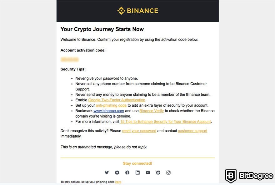 Como comprar Bitcoin: Verificação de e-mail da Binance.