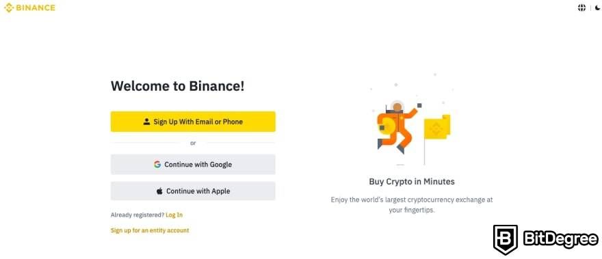 Como comprar Bitcoin na Índia: página de registro da Binance.