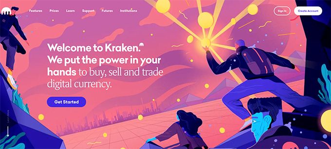 Revisão da carteira Kraken: página inicial do Kraken.