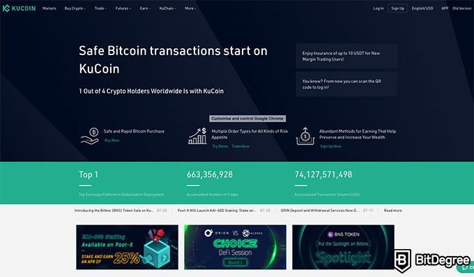 Revise Kucoin: Kucoin Home Page.