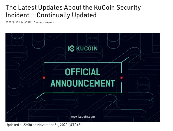 Revisão da carteira KuCoin: incidente de segurança.