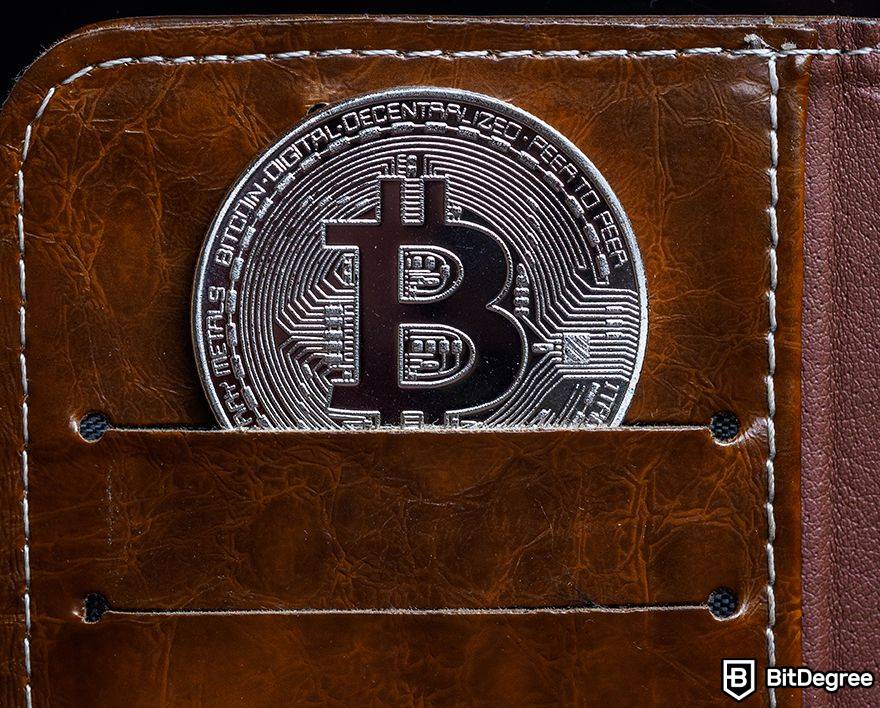 A maior carteira de Bitcoin perdida: Bitcoins em uma carteira de telefone marrom.