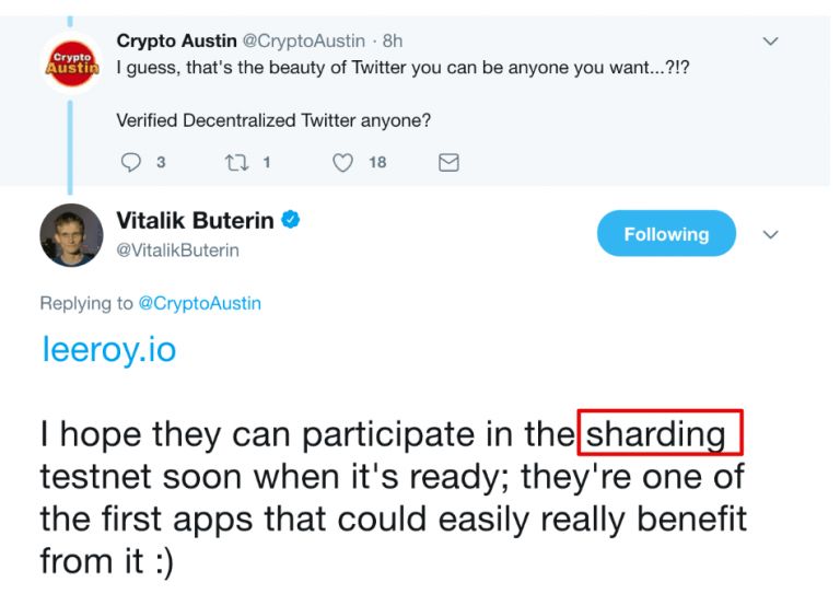 Mensagem do Twitter de Vitalik Buterin