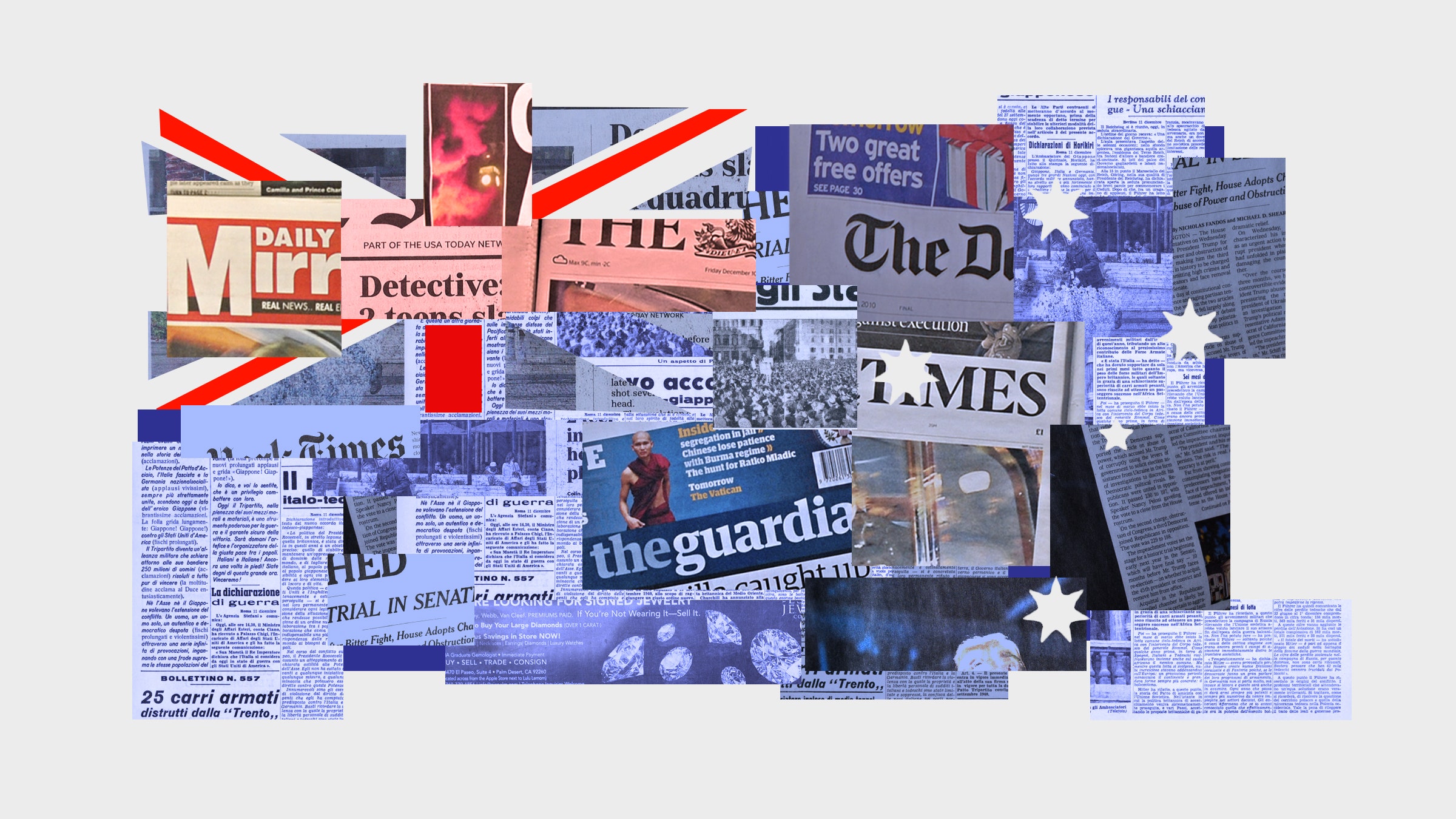 A bandeira australiana consiste em jornais
