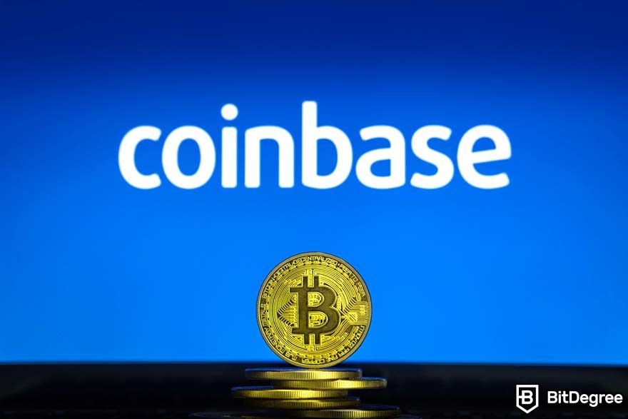 Maneiras de ganhar Bitcoin: Coinbase e logotipo do Bitcoin.